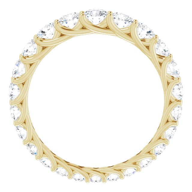 14K Gold Round Natural Diamond Woven-Design Graduated Eternity Band – nan Stones - Yellow Gold - view 2