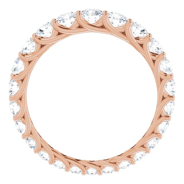14K Gold Round Natural Diamond Woven-Design Graduated Eternity Band – nan Stones - Rose Gold - view 2