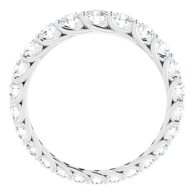 14K Gold Round Natural Diamond Woven-Design Graduated Eternity Band – nan Stones - White Gold - view 2