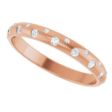 18K Gold Round Natural Diamond Anniversary Band – 1.5 mm Stones - Rose Gold - view 5