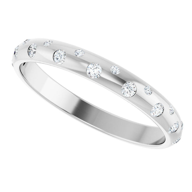 18K Gold Round Natural Diamond Anniversary Band – 1.5 mm Stones - White Gold - view 5