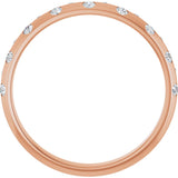 18K Gold Round Natural Diamond Anniversary Band – 1.5 mm Stones - Rose Gold - view 2