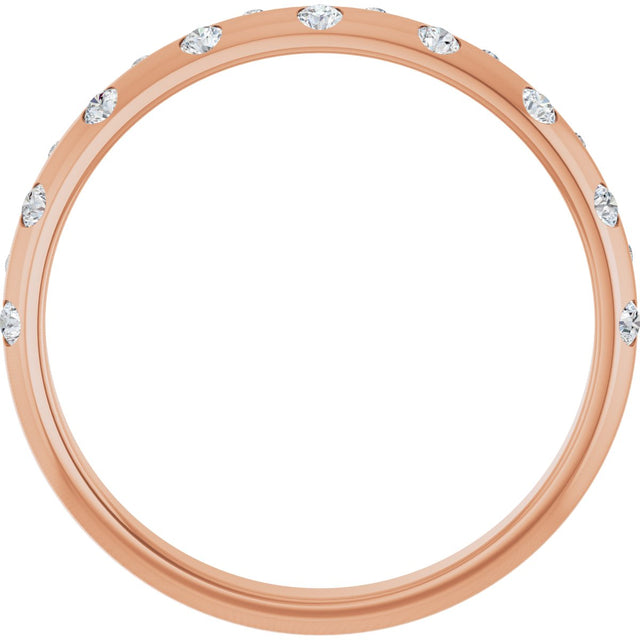 18K Gold Round Natural Diamond Anniversary Band – 1.5 mm Stones - Rose Gold - view 2