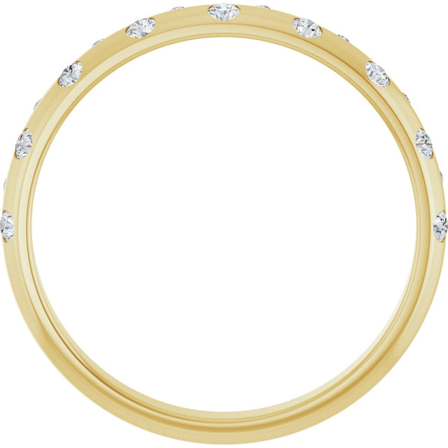 18K Gold Round Natural Diamond Anniversary Band – 1.5 mm Stones - Yellow Gold - view 2