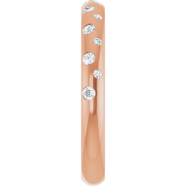 18K Gold Round Natural Diamond Anniversary Band – 1.5 mm Stones - Rose Gold - view 4