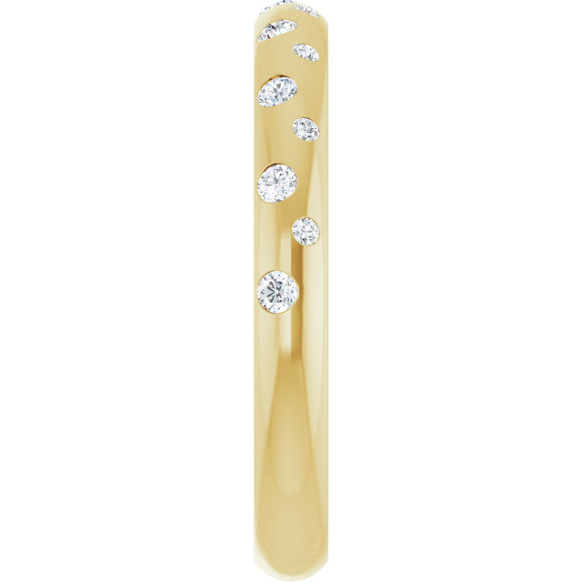 18K Gold Round Natural Diamond Anniversary Band – 1.5 mm Stones - Yellow Gold - view 4
