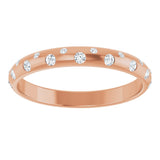 18K Gold Round Natural Diamond Anniversary Band – 1.5 mm Stones - Rose Gold - view 3