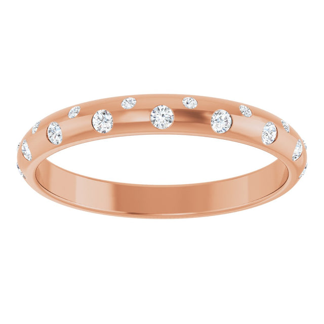 18K Gold Round Natural Diamond Anniversary Band – 1.5 mm Stones - Rose Gold - view 3