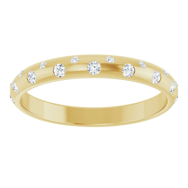 18K Gold Round Natural Diamond Anniversary Band – 1.5 mm Stones - Yellow Gold - view 3