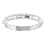 18K Gold Round Natural Diamond Anniversary Band – 1.5 mm Stones - White Gold - view 3