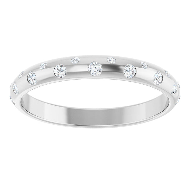 18K Gold Round Natural Diamond Anniversary Band – 1.5 mm Stones - White Gold - view 3