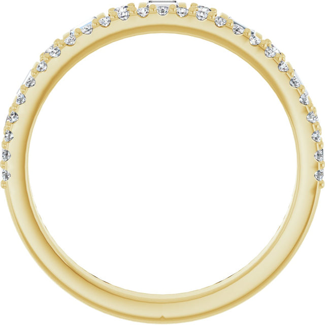 14K Gold Straight Baguette Lab-Grown Diamond Double Row Anniversary Band – 1/2 CTW - Yellow Gold - view 2