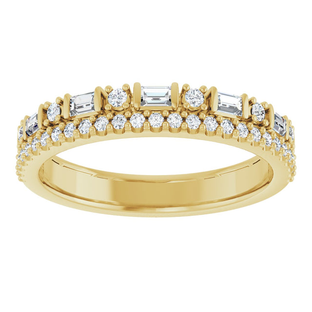 14K Gold Straight Baguette Lab-Grown Diamond Double Row Anniversary Band – 1/2 CTW - Yellow Gold - view 3