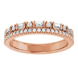 14K Gold Straight Baguette Lab-Grown Diamond Double Row Anniversary Band – 1/2 CTW - Rose Gold - view 3