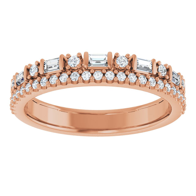 14K Gold Straight Baguette Lab-Grown Diamond Double Row Anniversary Band – 1/2 CTW - Rose Gold - view 3