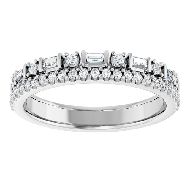 Platinum Straight Baguette Natural Diamond Double Row Anniversary Band – 3/8 CTW - view 3