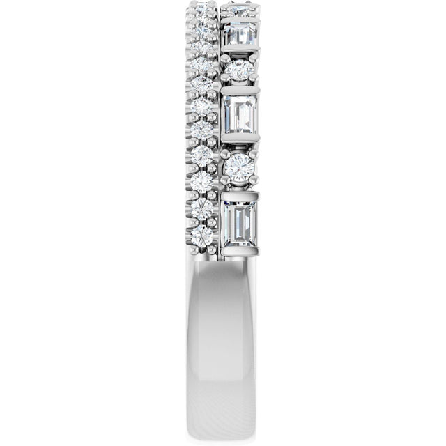 Platinum Straight Baguette Lab-Grown Diamond Double Row Anniversary Band – 1/2 CTW - view 4
