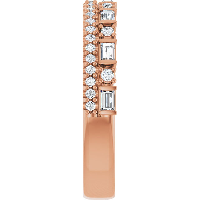 14K Gold Straight Baguette Lab-Grown Diamond Double Row Anniversary Band – 1/2 CTW - Rose Gold - view 4