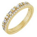 14K Gold Straight Baguette Lab-Grown Diamond Double Row Anniversary Band – 1/2 CTW - Yellow Gold