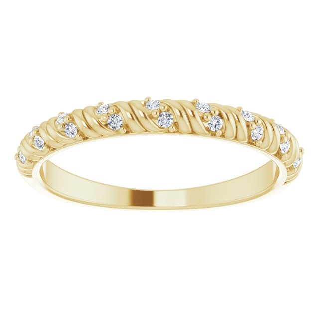 14K Gold Round Natural Diamond Sculptural Anniversary Band – .08 CTW - Yellow Gold - view 3