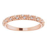 14K Gold Round Natural Diamond Sculptural Anniversary Band – .08 CTW - Rose Gold - view 3