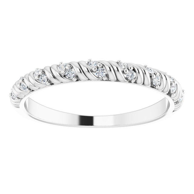 14K Gold Round Natural Diamond Sculptural Anniversary Band – .08 CTW - White Gold - view 3