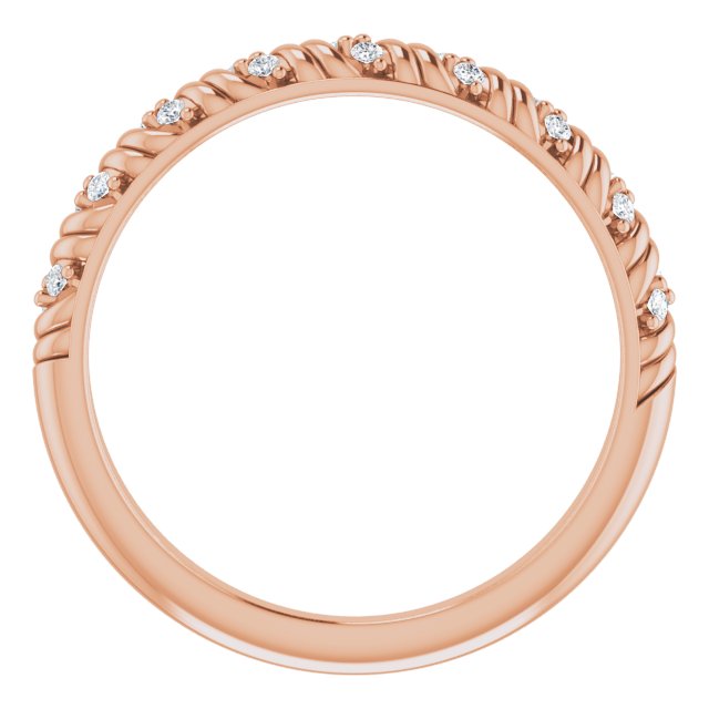 14K Gold Round Natural Diamond Sculptural Anniversary Band – .08 CTW - Rose Gold - view 2