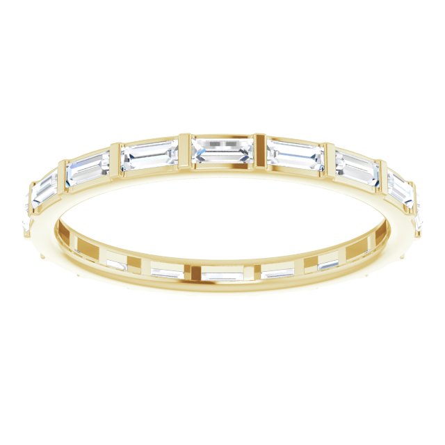14K Gold Straight Baguette Natural Diamond Channel-Set Baguette Eternity Band – 3x1.25 mm Stones - Yellow Gold - view 3