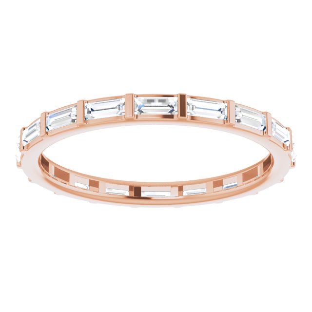 14K Gold Straight Baguette Natural Diamond Channel-Set Baguette Eternity Band – 3x1.25 mm Stones - Rose Gold - view 3
