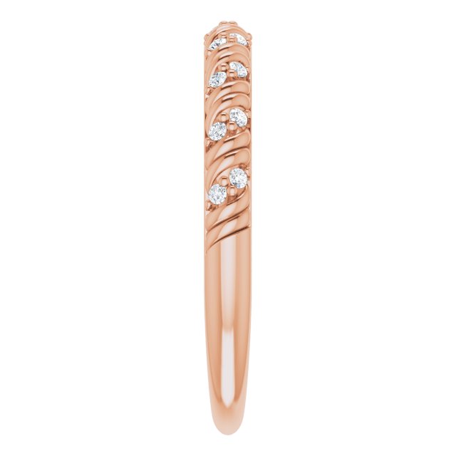 14K Gold Round Natural Diamond Sculptural Anniversary Band – .08 CTW - Rose Gold - view 4
