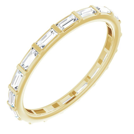 14K Gold Straight Baguette Natural Diamond Channel-Set Baguette Eternity Band – 3x1.25 mm Stones - Yellow Gold