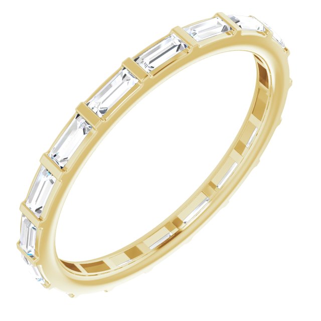 14K Gold Straight Baguette Natural Diamond Channel-Set Baguette Eternity Band – 3x1.25 mm Stones - Yellow Gold