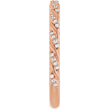 14K Gold Round Lab-Grown Diamond Accented Rope Band – .8 mm Stones - Rose Gold - view 4