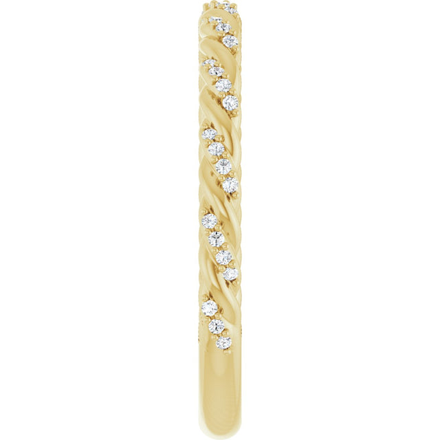 14K Gold Round Lab-Grown Diamond Accented Rope Band – .8 mm Stones - Yellow Gold - view 4