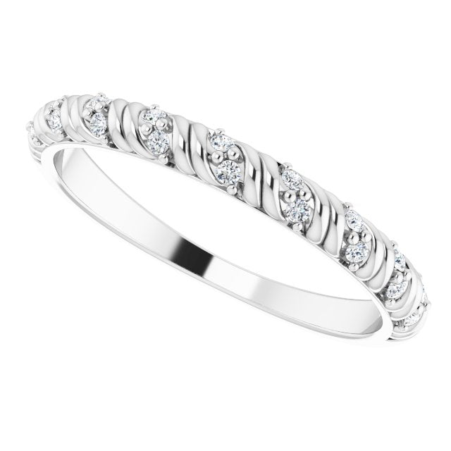 Platinum Round Natural Diamond Sculptural Anniversary Band – .08 CTW - view 5