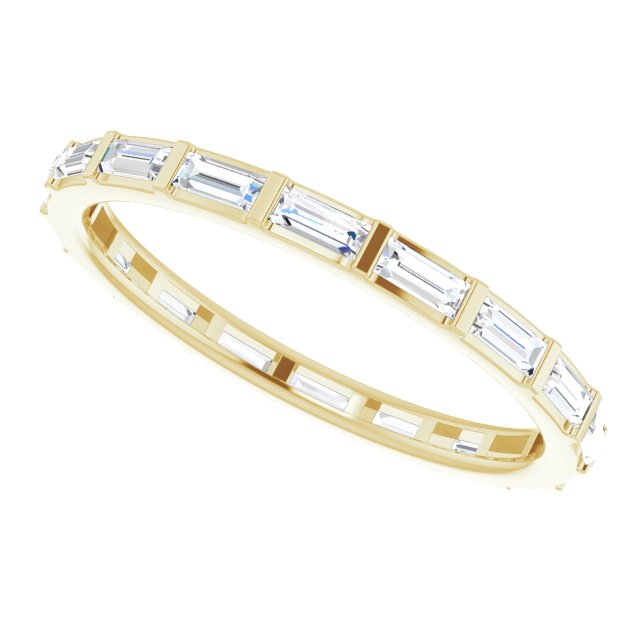 14K Gold Straight Baguette Natural Diamond Channel-Set Baguette Eternity Band – 3x1.25 mm Stones - Yellow Gold - view 5