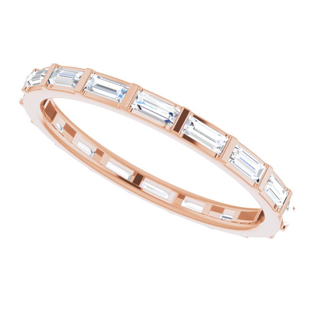 14K Gold Straight Baguette Natural Diamond Channel-Set Baguette Eternity Band – 3x1.25 mm Stones - Rose Gold - view 5