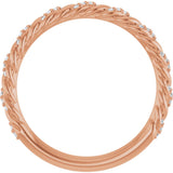 14K Gold Round Natural Diamond Accented Rope Band – 1/10 CTW - Rose Gold - view 2