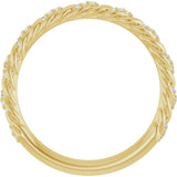 14K Gold Round Lab-Grown Diamond Accented Rope Band – .8 mm Stones - Yellow Gold - view 2