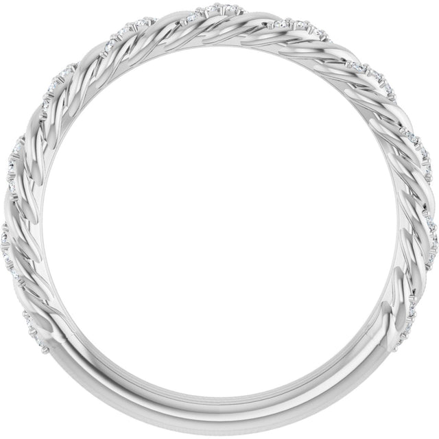 Platinum Round Natural Diamond Accented Rope Band – 1/10 CTW - view 2