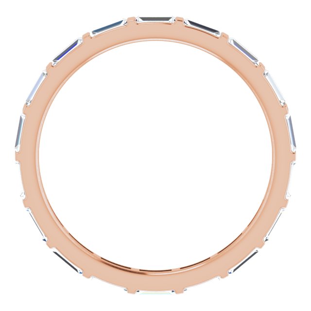 14K Gold Straight Baguette Natural Diamond Channel-Set Baguette Eternity Band – 3x1.25 mm Stones - Rose Gold - view 2