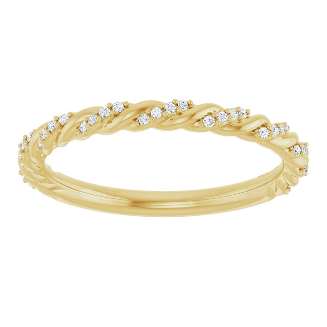 14K Gold Round Lab-Grown Diamond Accented Rope Band – .8 mm Stones - Yellow Gold - view 3