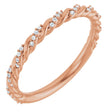 14K Gold Round Lab-Grown Diamond Accented Rope Band – .8 mm Stones - Rose Gold