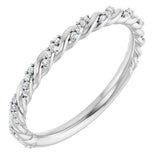 14K Gold Round Natural Diamond Accented Rope Band – 1/10 CTW - White Gold