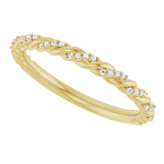 14K Gold Round Lab-Grown Diamond Accented Rope Band – .8 mm Stones - Yellow Gold - view 5
