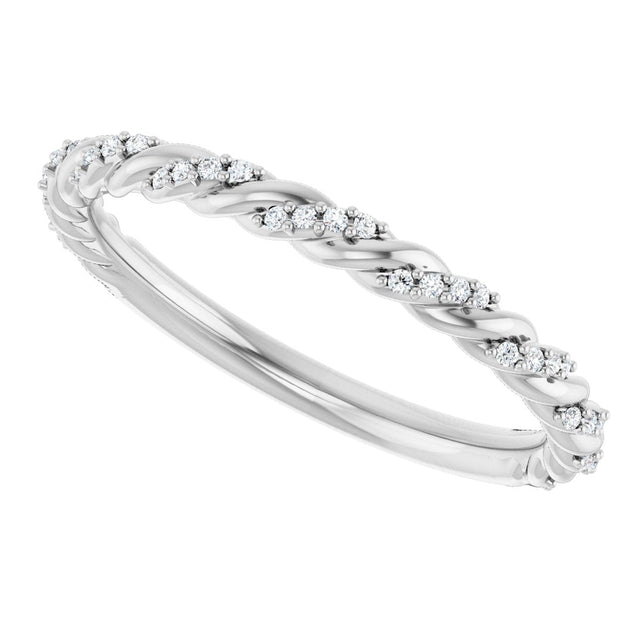 Platinum Round Lab-Grown Diamond Accented Rope Band – .8 mm Stones - view 5