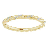 14K Gold Round Natural Diamond Rope Eternity Band – .8 mm Stones - Yellow Gold - view 3