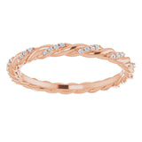 14K Gold Round Natural Diamond Rope Eternity Band – .8 mm Stones - Rose Gold - view 3