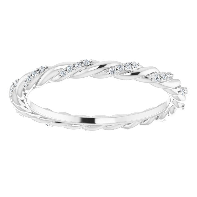 Platinum Round Natural Diamond Rope Eternity Band – .8 mm Stones - view 3