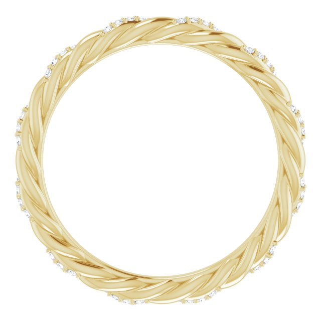 14K Gold Round Natural Diamond Rope Eternity Band – .8 mm Stones - Yellow Gold - view 2